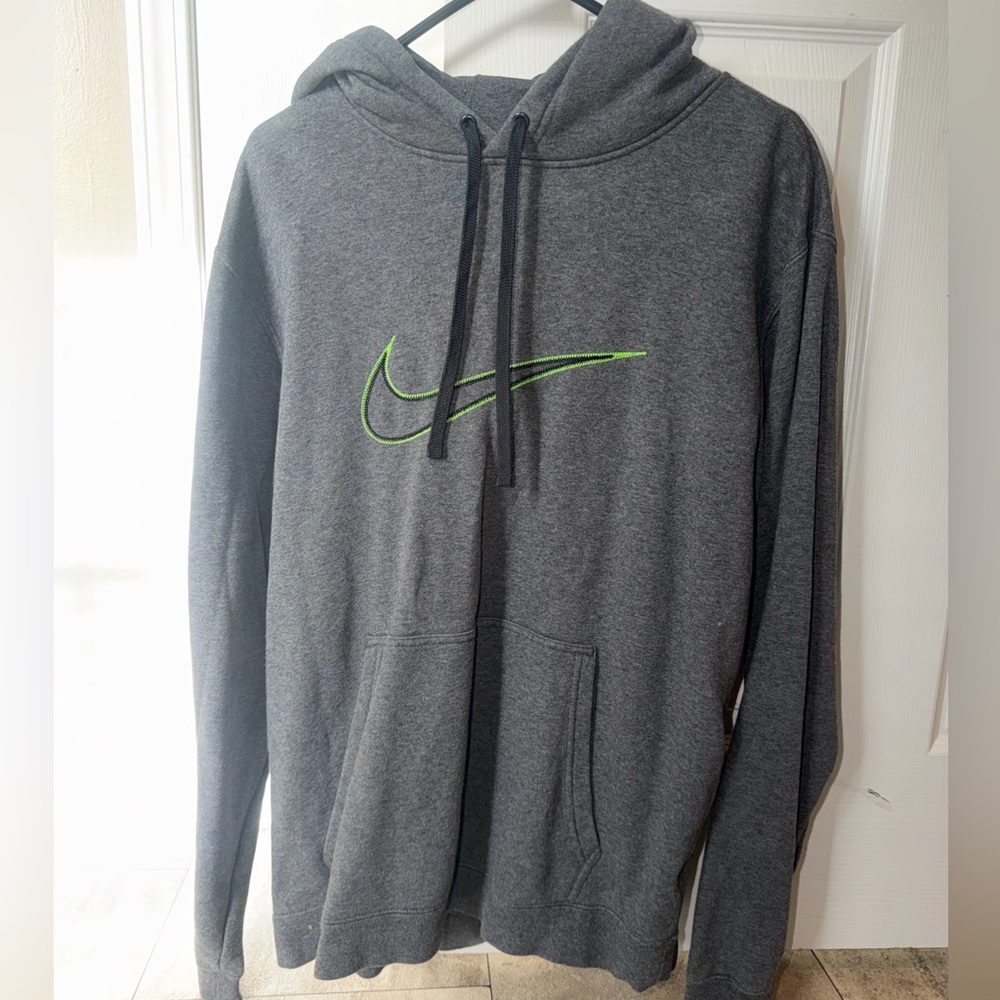 Nike Charcoal Hoodie with Neon Green Swoosh